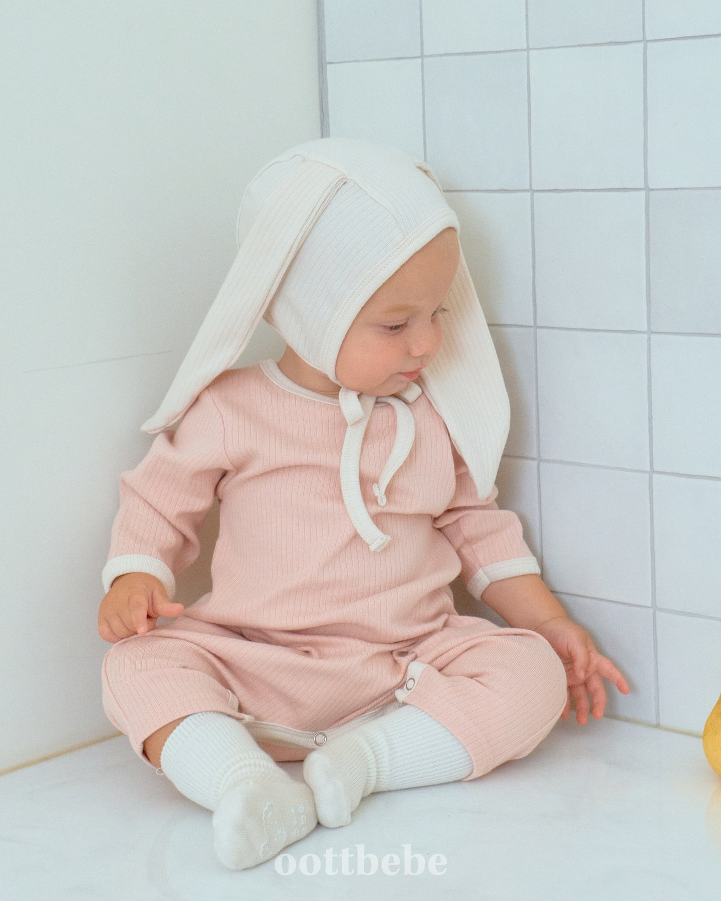 韓國童裝 | OT25353 Baby Suit with Rabbit Bonnet
