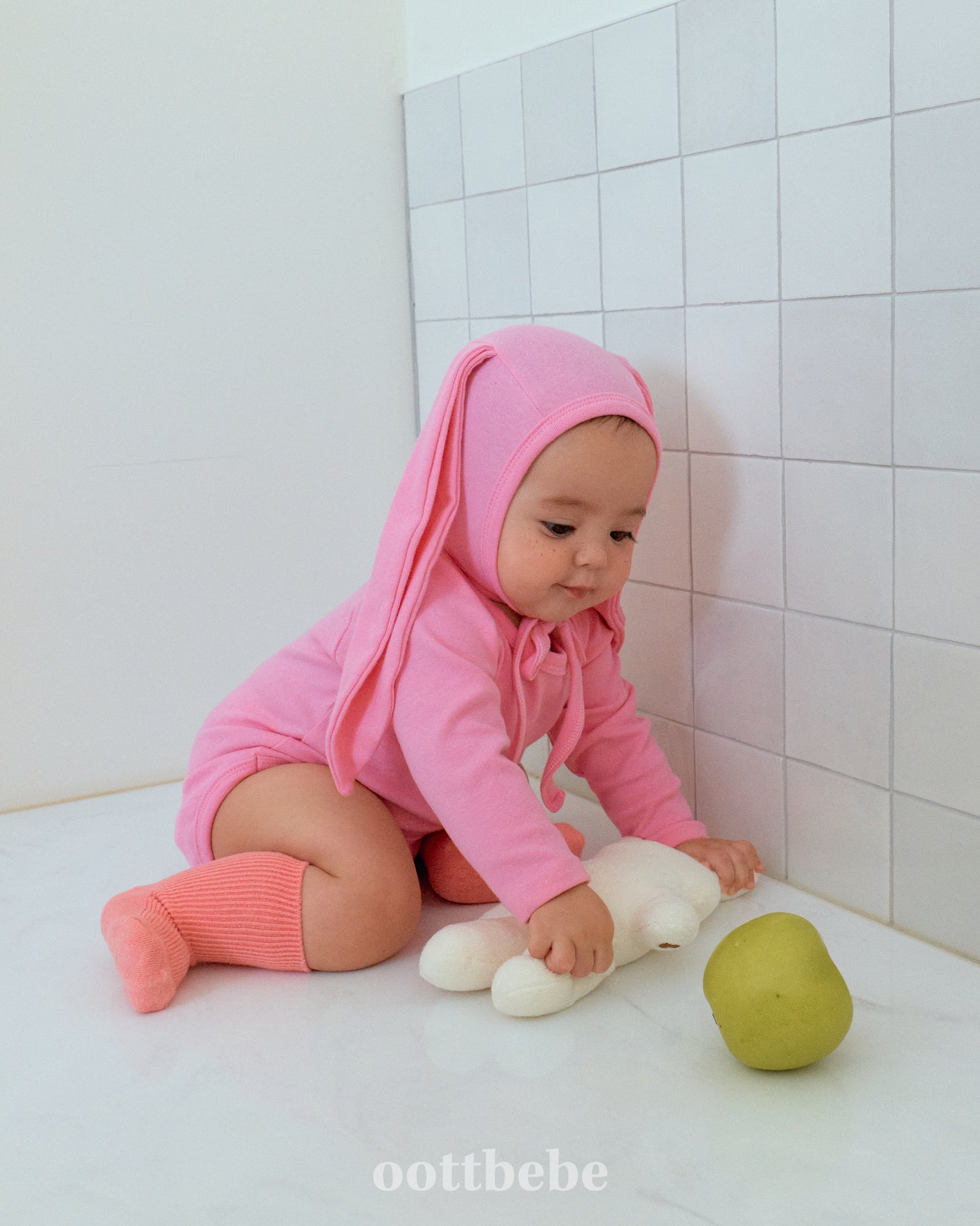 韓國童裝 | OT25313 Rainbow Bunny Baby Suit with Leggings