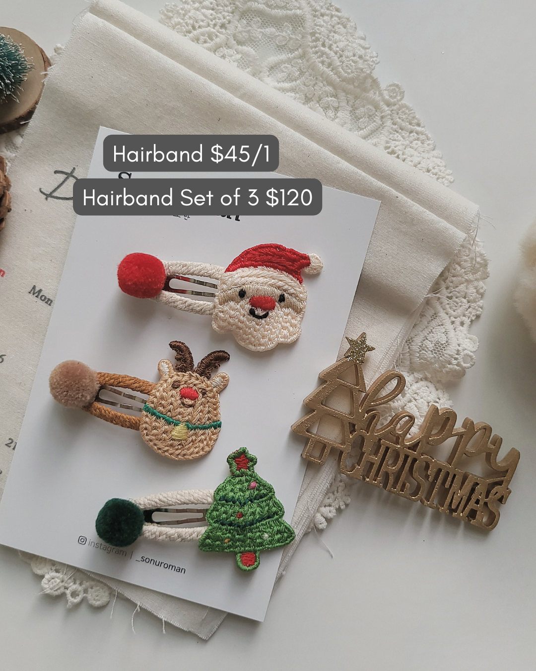 獨家限量預購/ 聖誕頭飾 Christmas Hairpin Set of 3 (C)