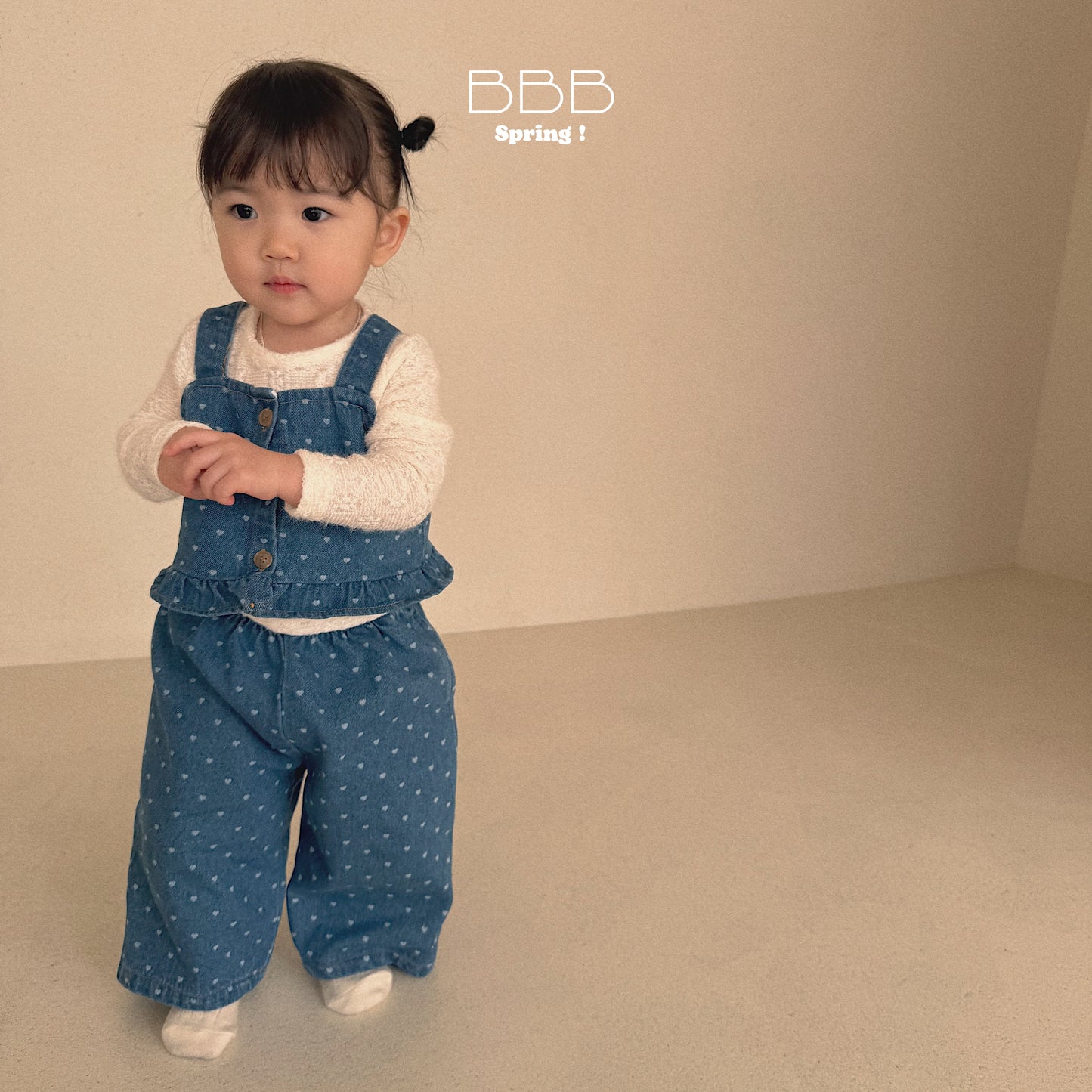韓國童裝 26春 | BB41 Bebe Dot Dot Denim Pants (70-110cm)