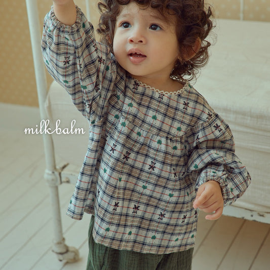 韓國童裝 26秋| MK06 Check Bear Blouse 襯衫