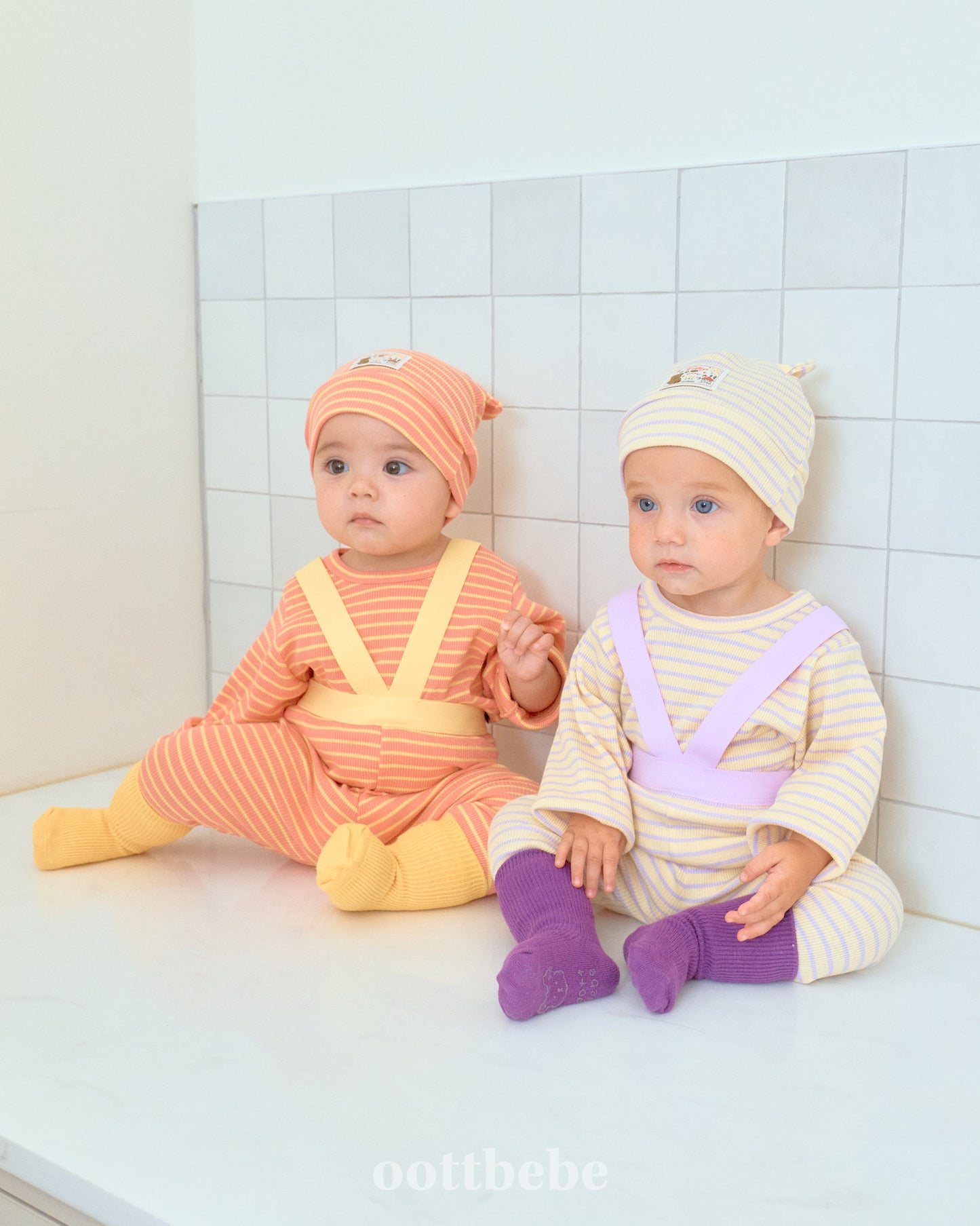 韓國童裝 | OT25319 OT Stripe Tee & Leggings Baby Set (Without Bonnet)