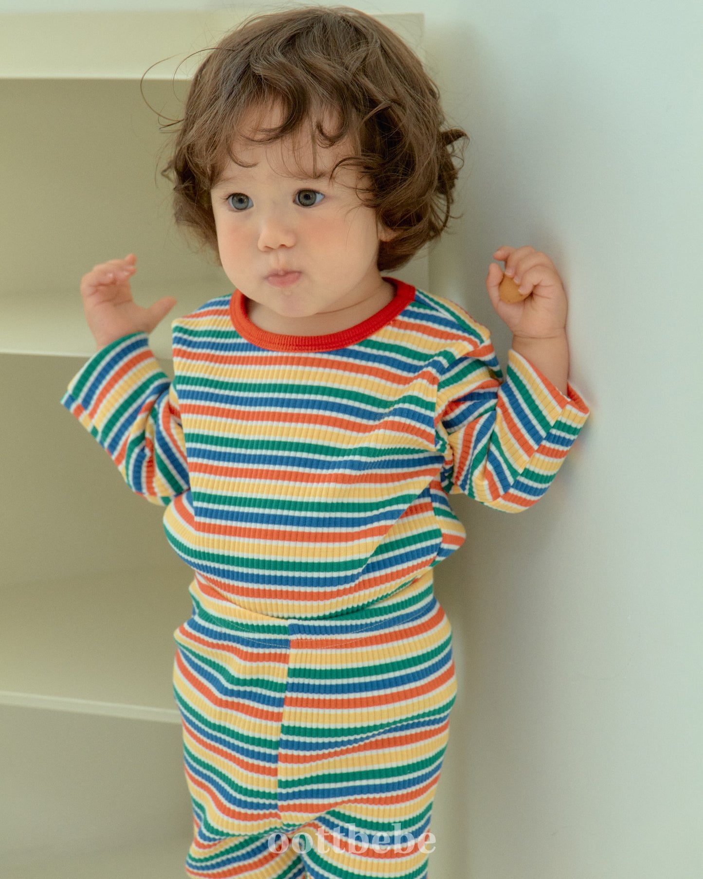 韓國童裝 | OT25342 OT Stripe Kids Top and Bottom Set
