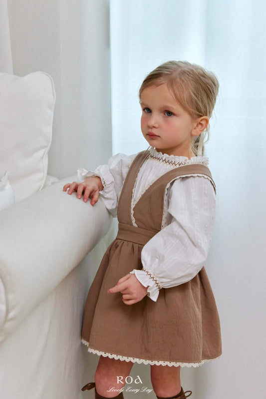 韓國童裝 26春 | RO15 Spring Lace Strap Suspender Skirt (80~120cm)