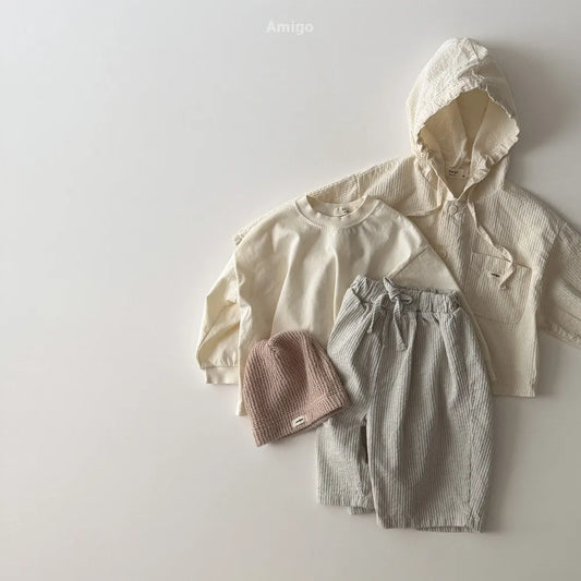 韓國童裝 26春 | AM25 Drawstring Hooded Shirt Jackete (80~120cm)