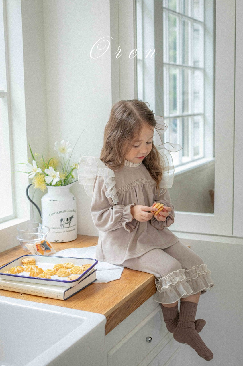 韓國童裝 25秋 | OR25328 Rosy Frill Blouse/Pants/Set