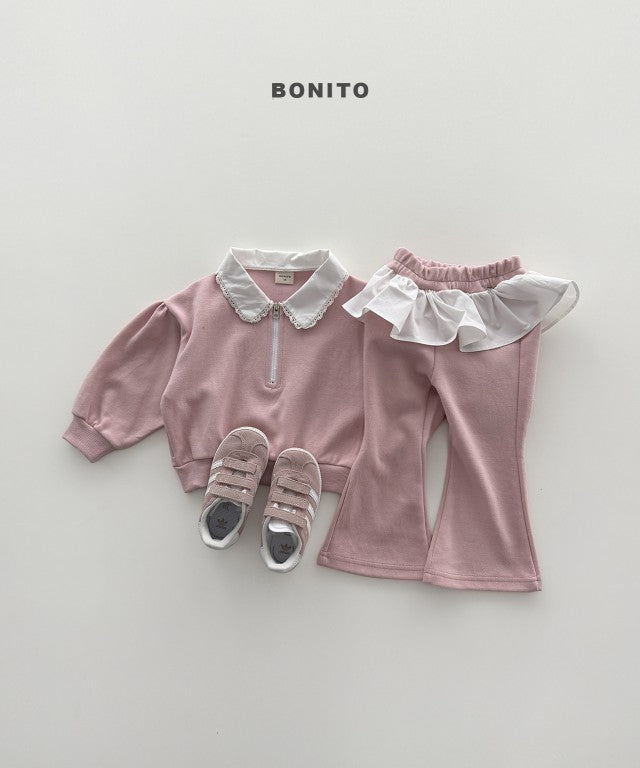韓國童裝 26秋| BT61 Shirring Collar Zip-up Set 套裝 (80-140)