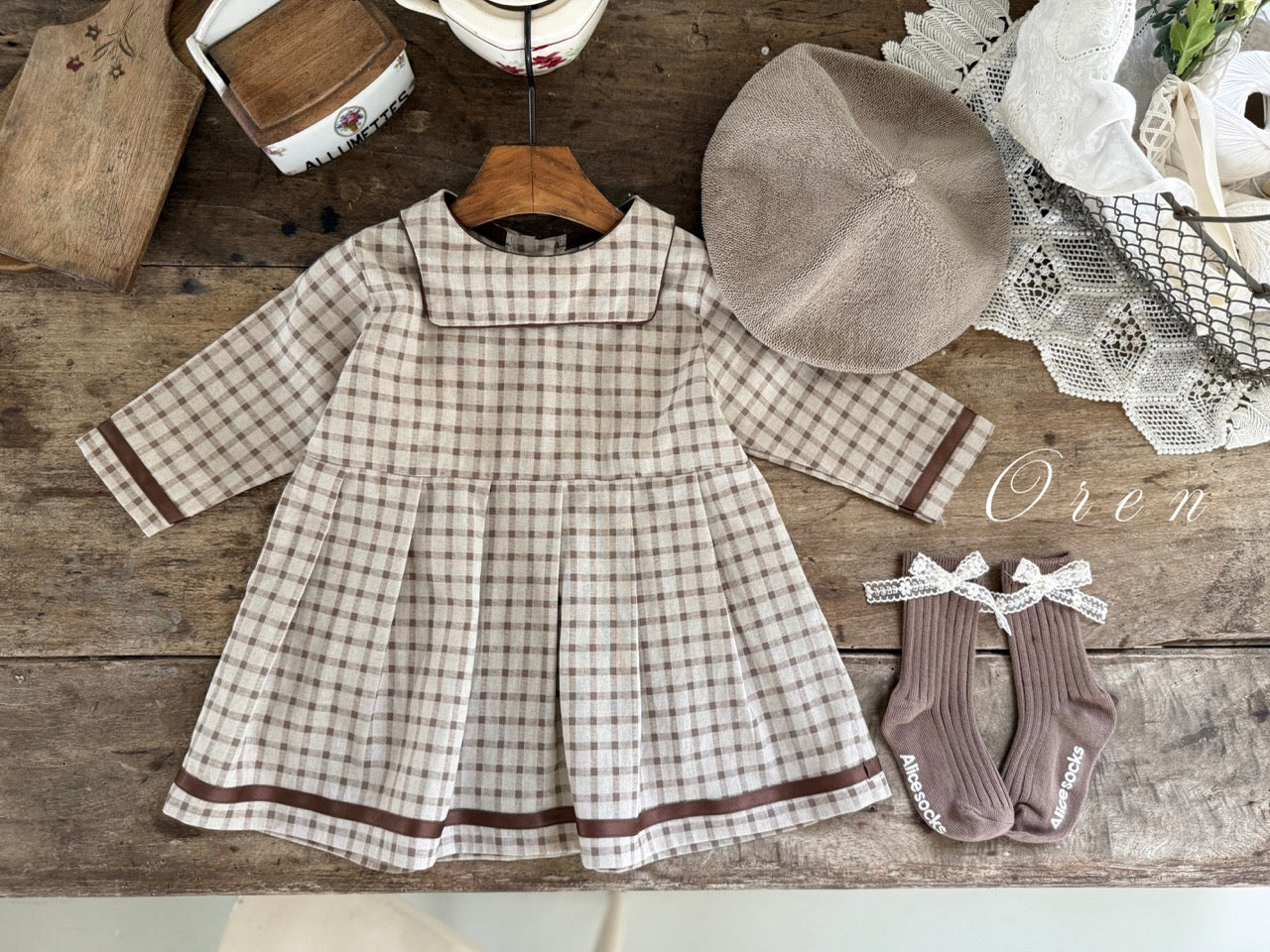 韓國童裝 25秋 | OR25313 Brunette mini check Collection - OPS (Dress)