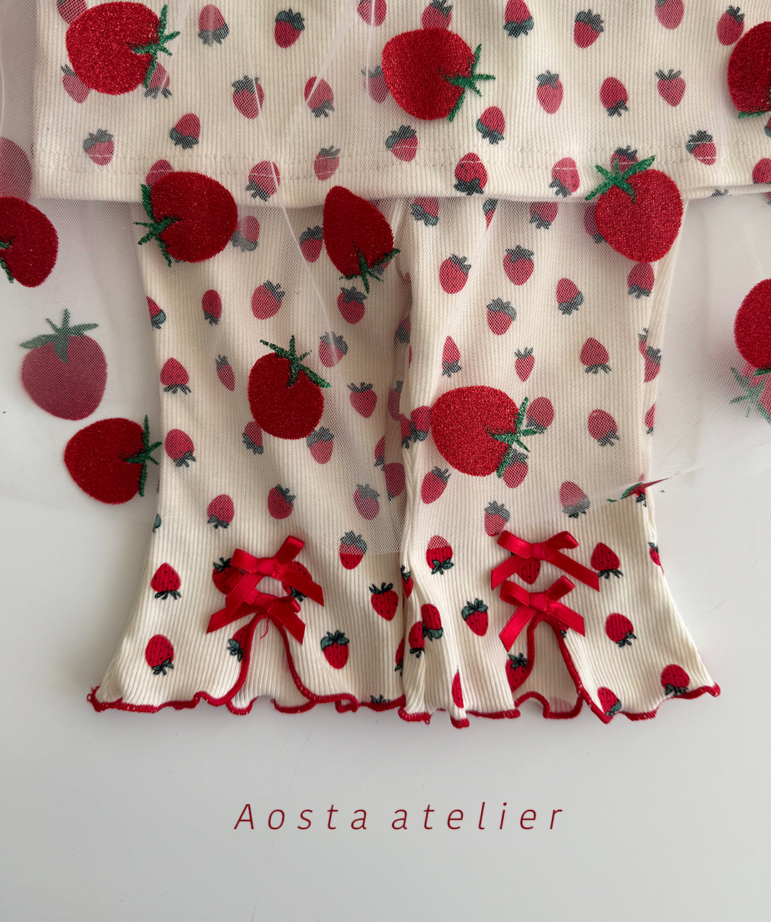 韓國童裝 25夏 | AO25237 LACE STRAWBERRY DRESS