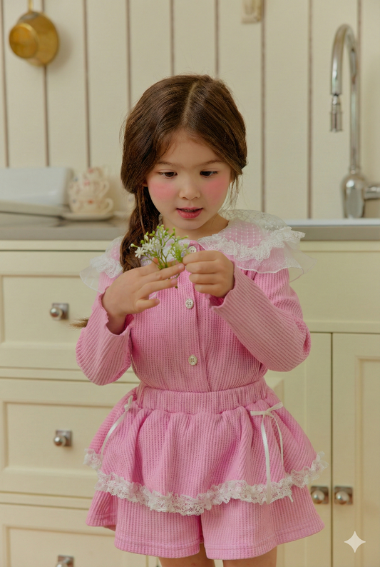 韓國童裝 26春 | SE17 蕾絲領開襟外套 (90~130cm)