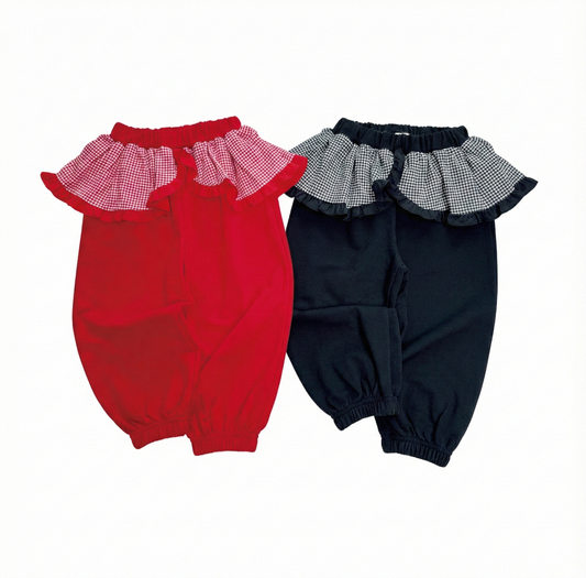 韓國童裝 26春 | SE28 格紋裙擺長褲 (90~130cm)