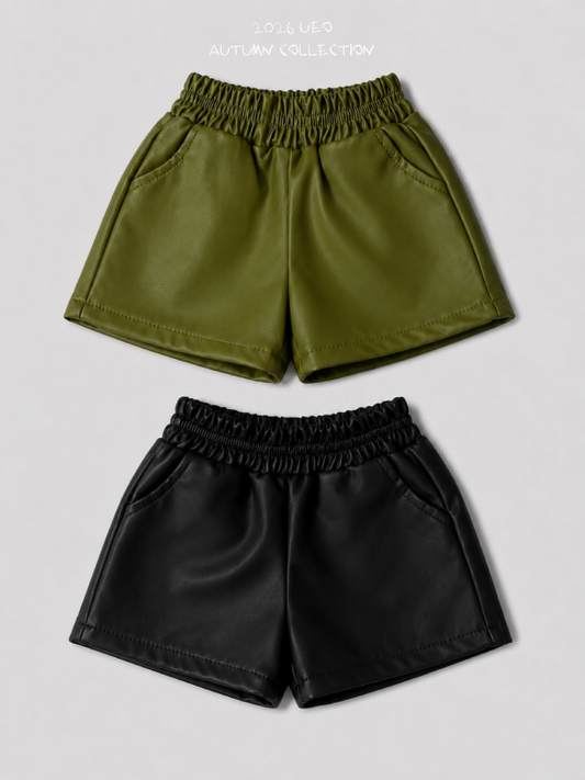 韓國童裝 26秋| UE32 Matcha Leather Pants 短褲 (90-130)