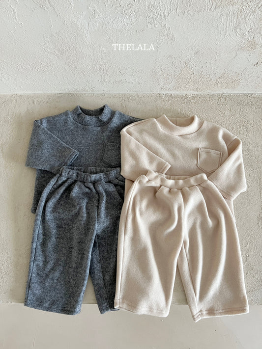 韓國童裝 25秋冬 | LA25457 Basic Mock Neck Top and Bottom Set (Baby & Kids)