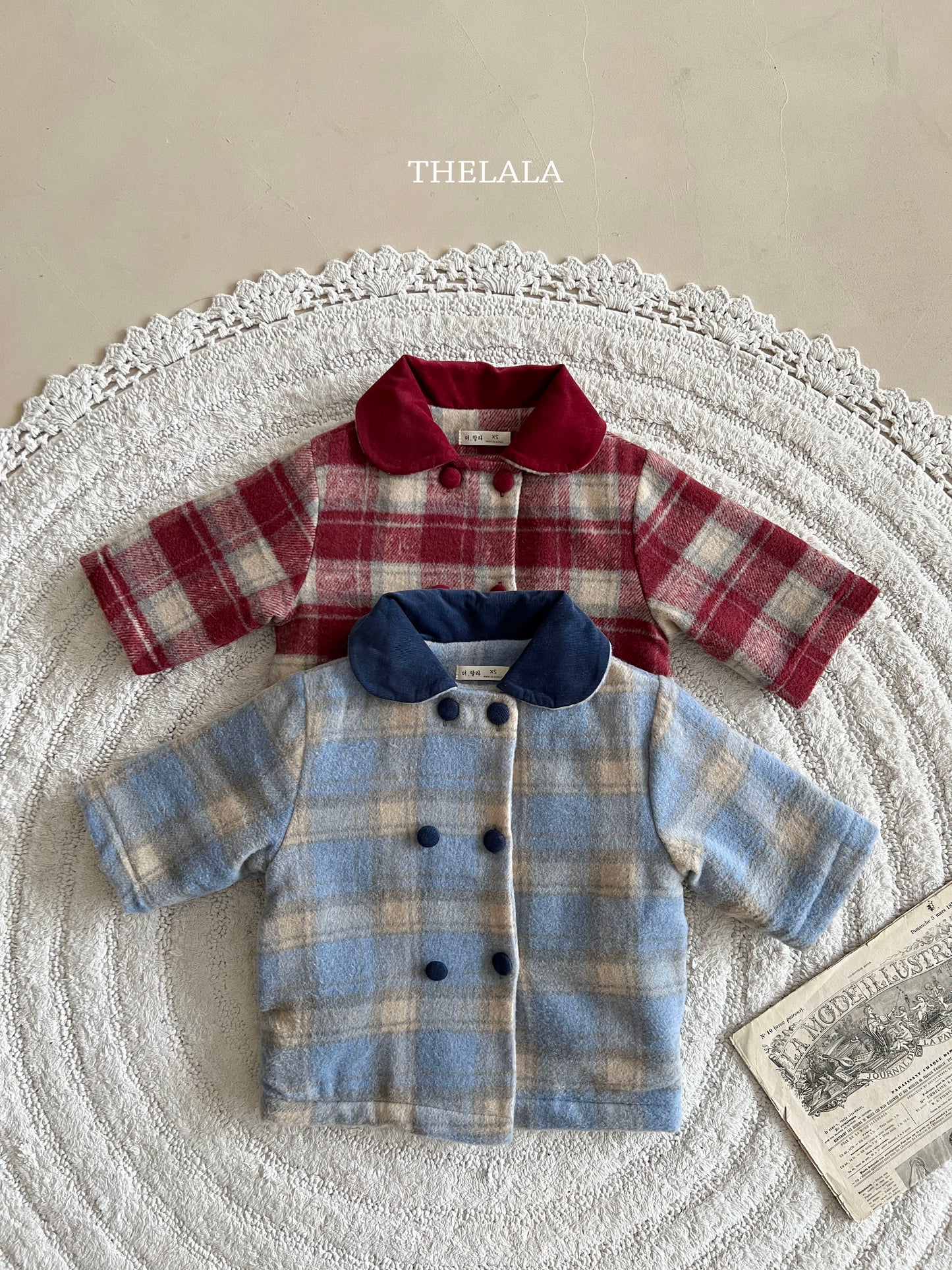 韓國童裝 25秋冬 | LA25463 Check Winter Coat (Baby & Kids)