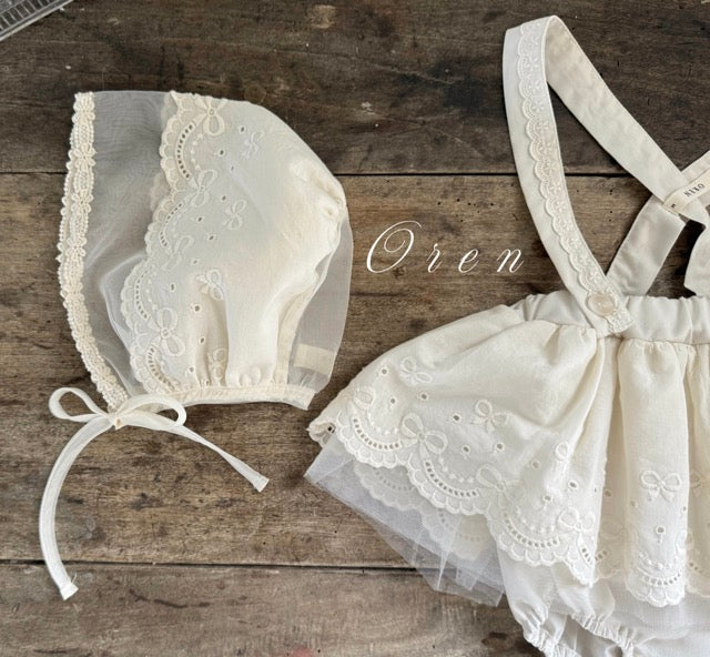 韓國童裝 25秋 | OR25303 Ribbon Lace Bonnet