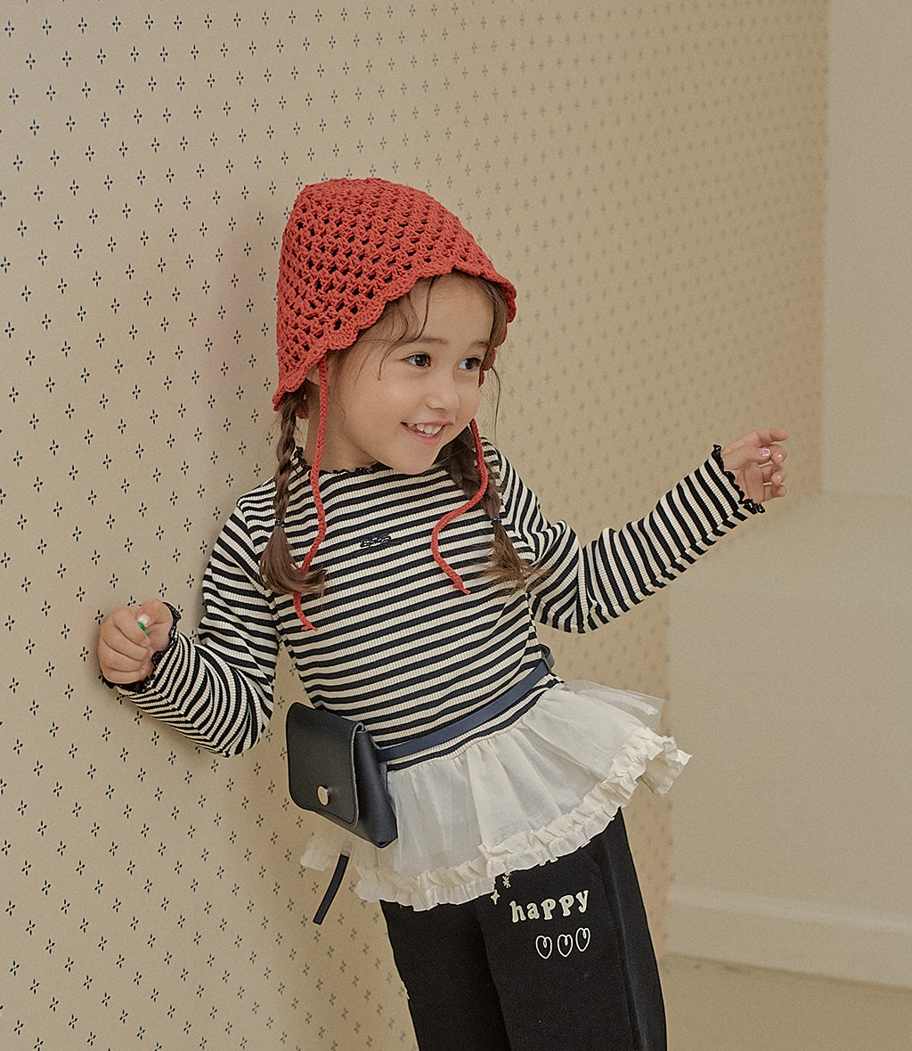 韓國童裝 25秋 | MN25307 Lace tutu Tee