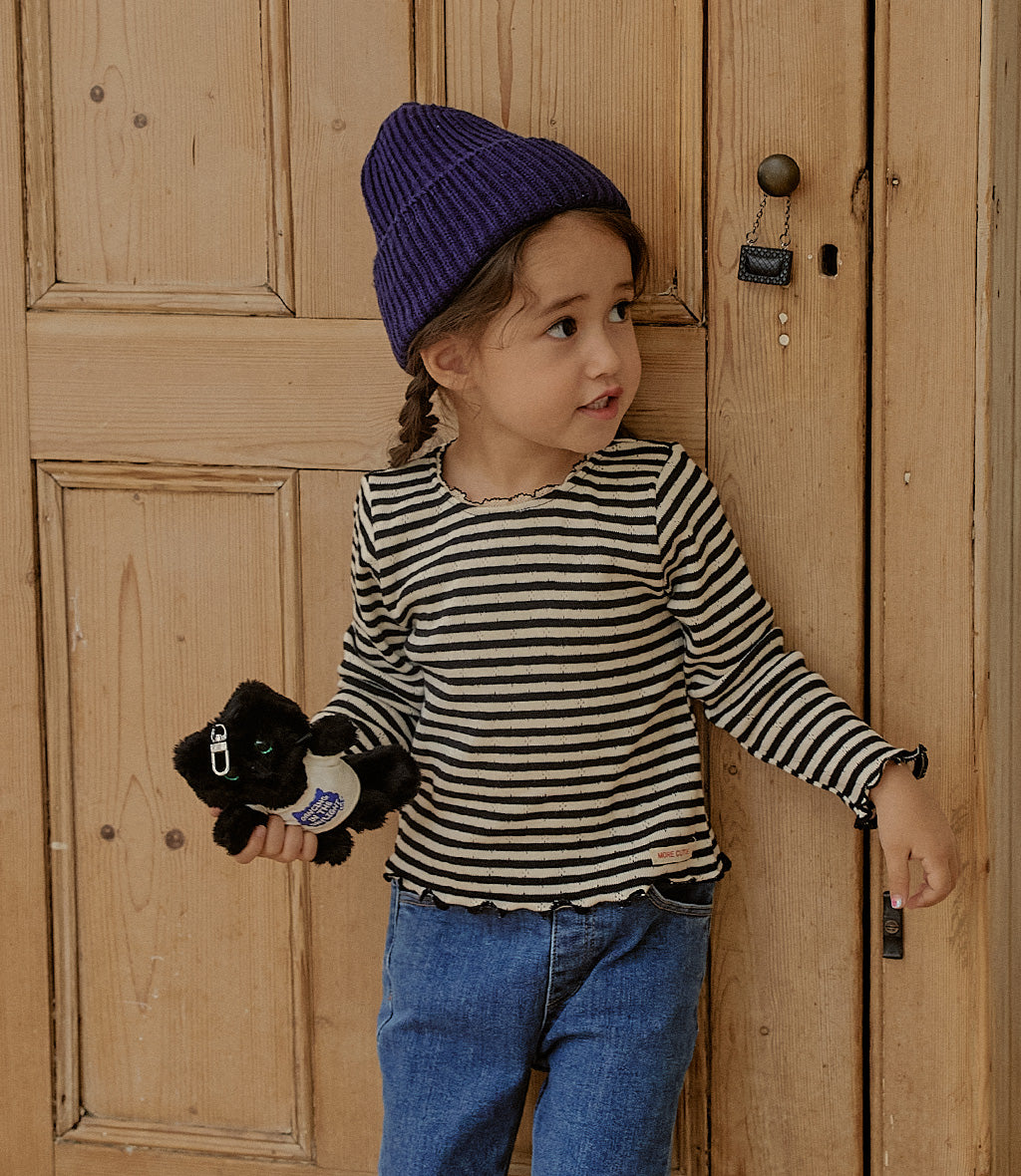 韓國童裝 25秋 | MN25314 Eyelet Stripe Tee