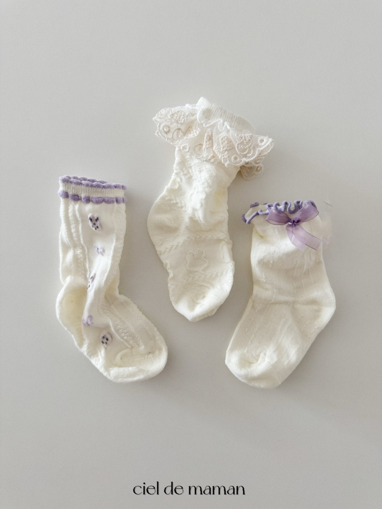 韓國童裝 25春 | CM25115 PURPLE SOCKS SET OF 3