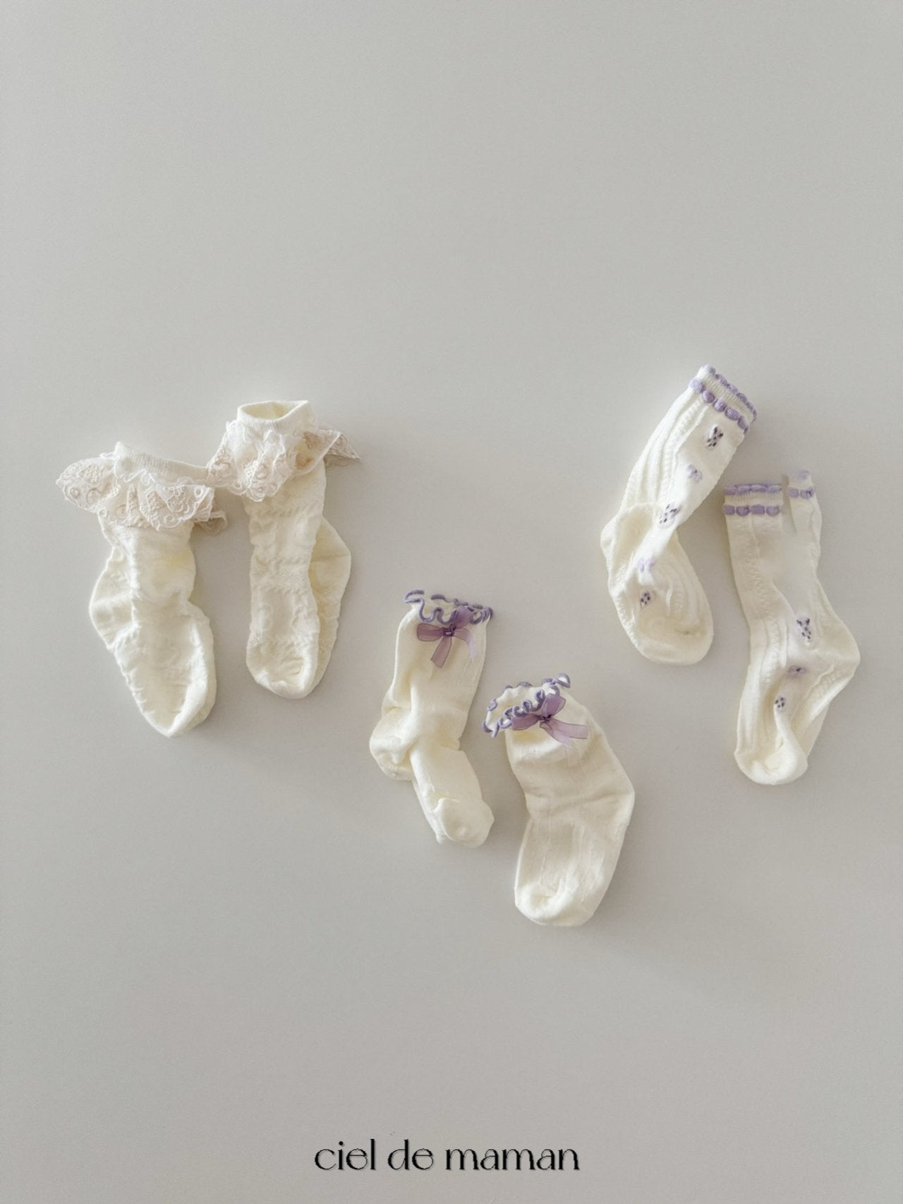 韓國童裝 25春 | CM25115 PURPLE SOCKS SET OF 3