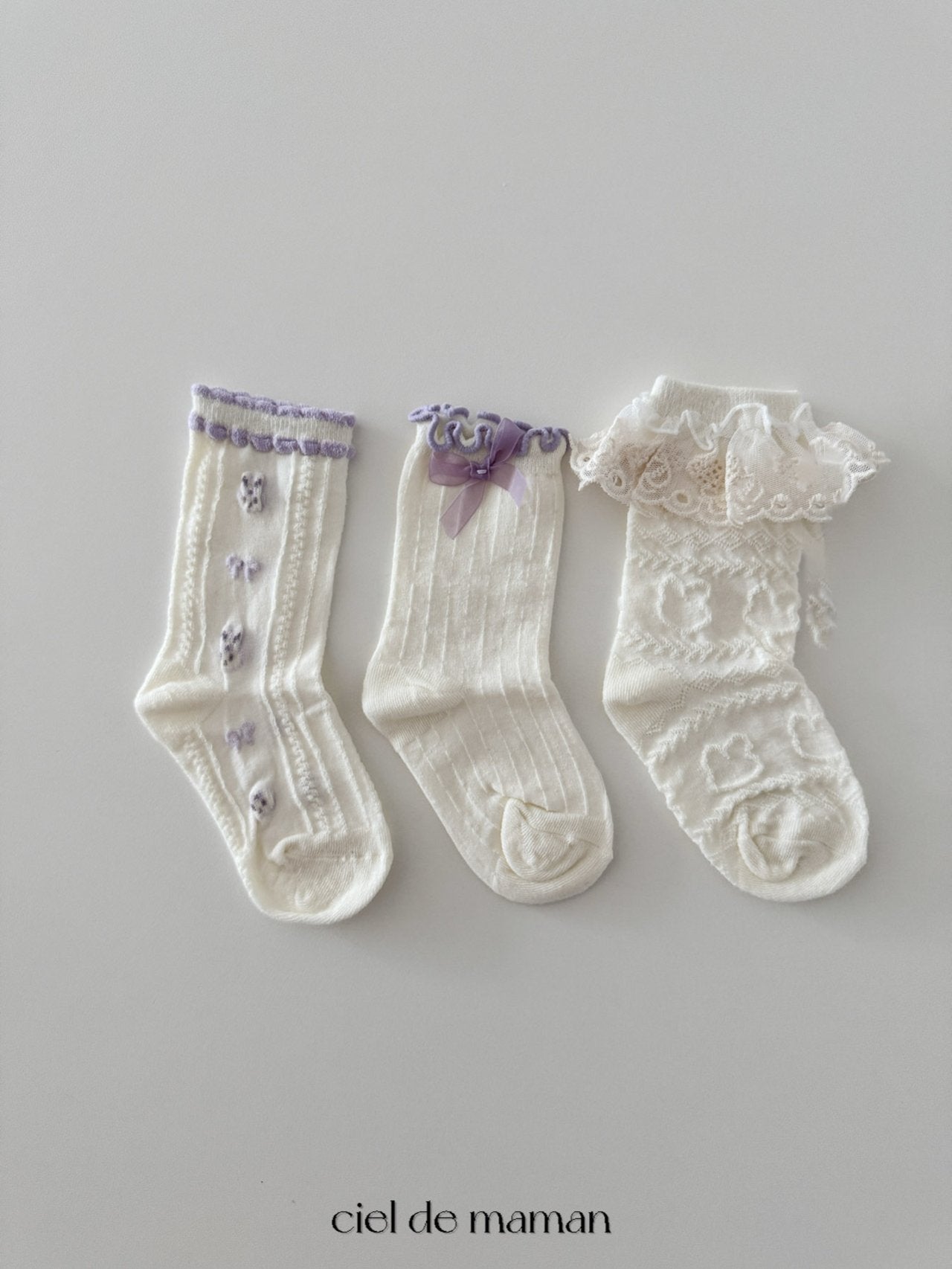韓國童裝 25春 | CM25115 PURPLE SOCKS SET OF 3