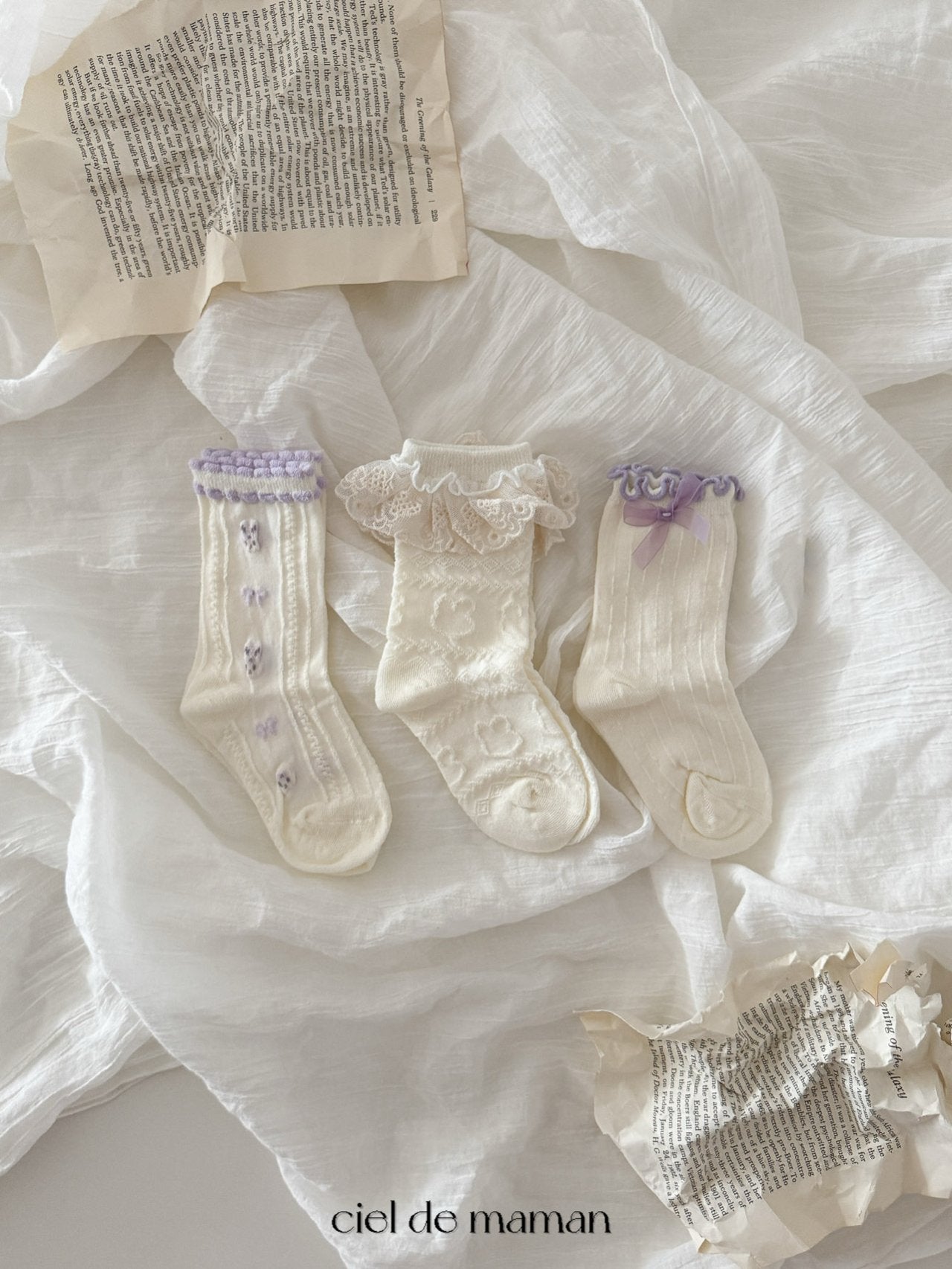 韓國童裝 25春 | CM25115 PURPLE SOCKS SET OF 3