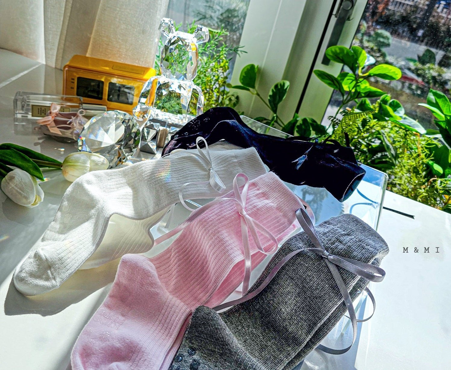 現貨▷ 韓國童裝 童襪 絲帶蝴蝶結襪子 Point Ribbon Socks