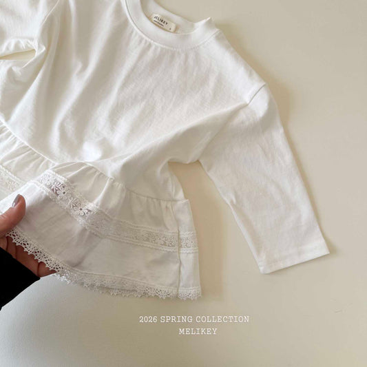 韓國童裝 26春 | ME26124 Lace Frill Tee