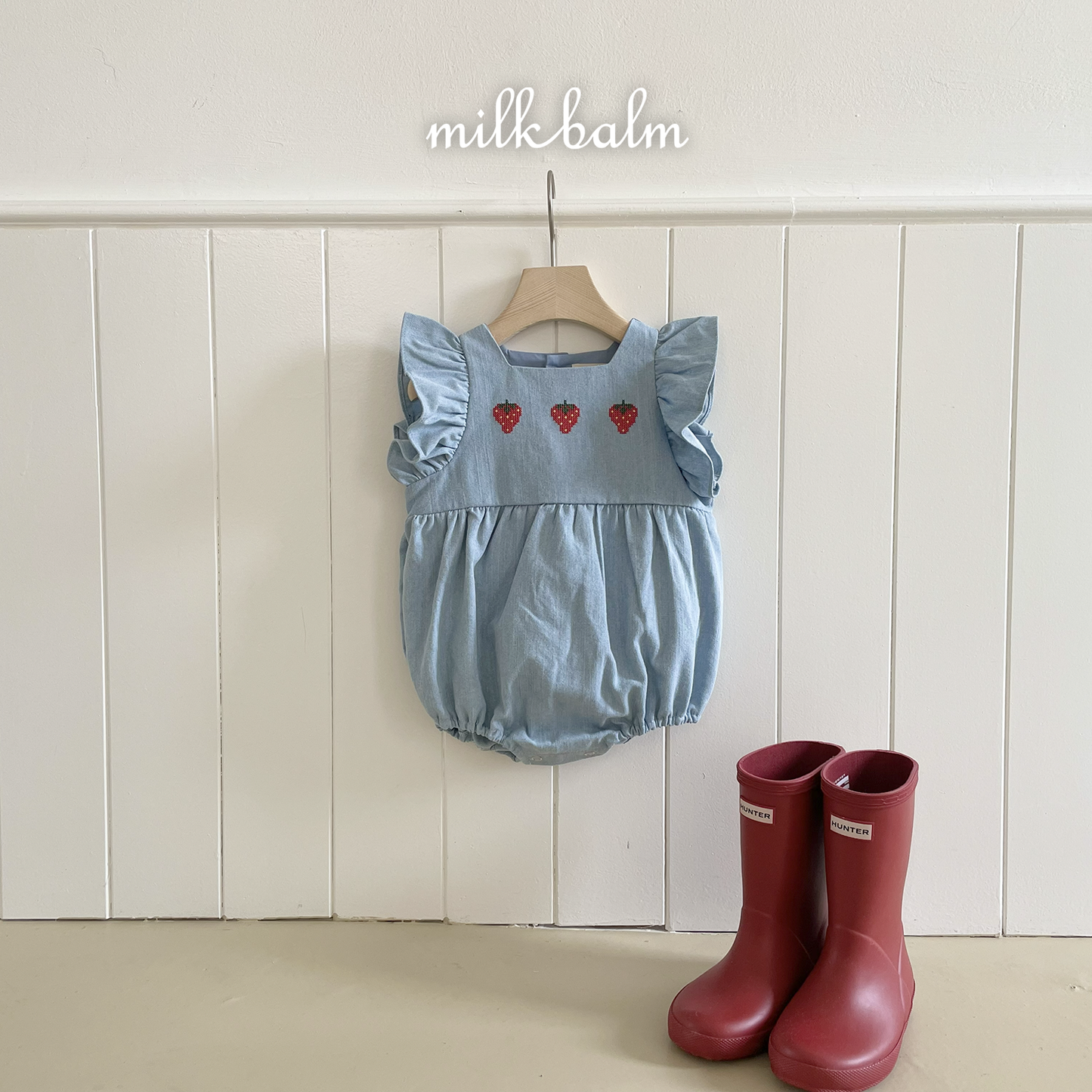 韓國童裝 26夏| MK13 Strawberry Denim Suit (75-90cm)