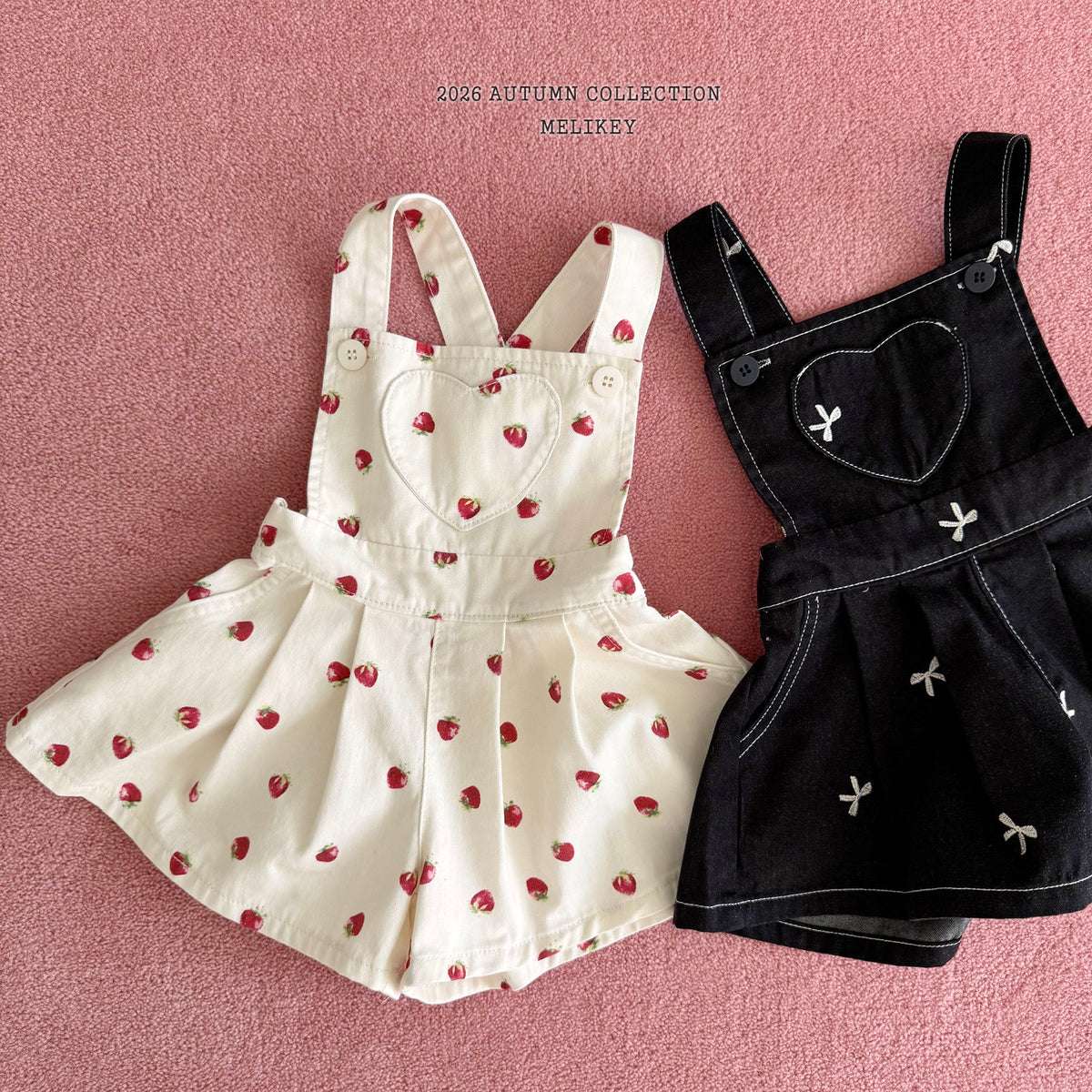 韓國童裝 26秋| ME53 Ribbon Embroidery Overalls 吊帶褲 (80-140)