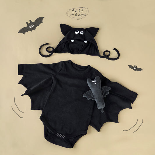 【15/10出貨】Halloween 蝙蝠俠2件套裝 (長袖連身衣+帽子)