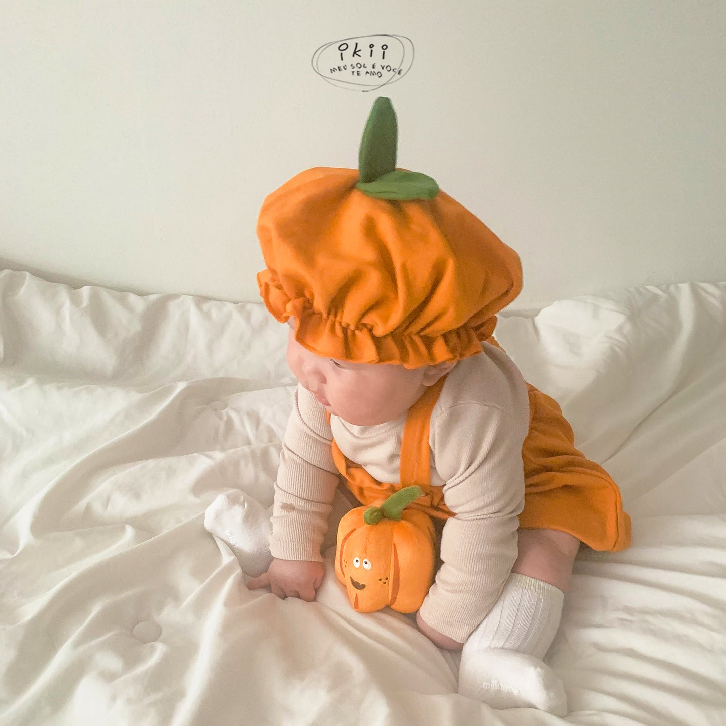 Halloween 南瓜連身衣兩件套 (連身衣+帽子)