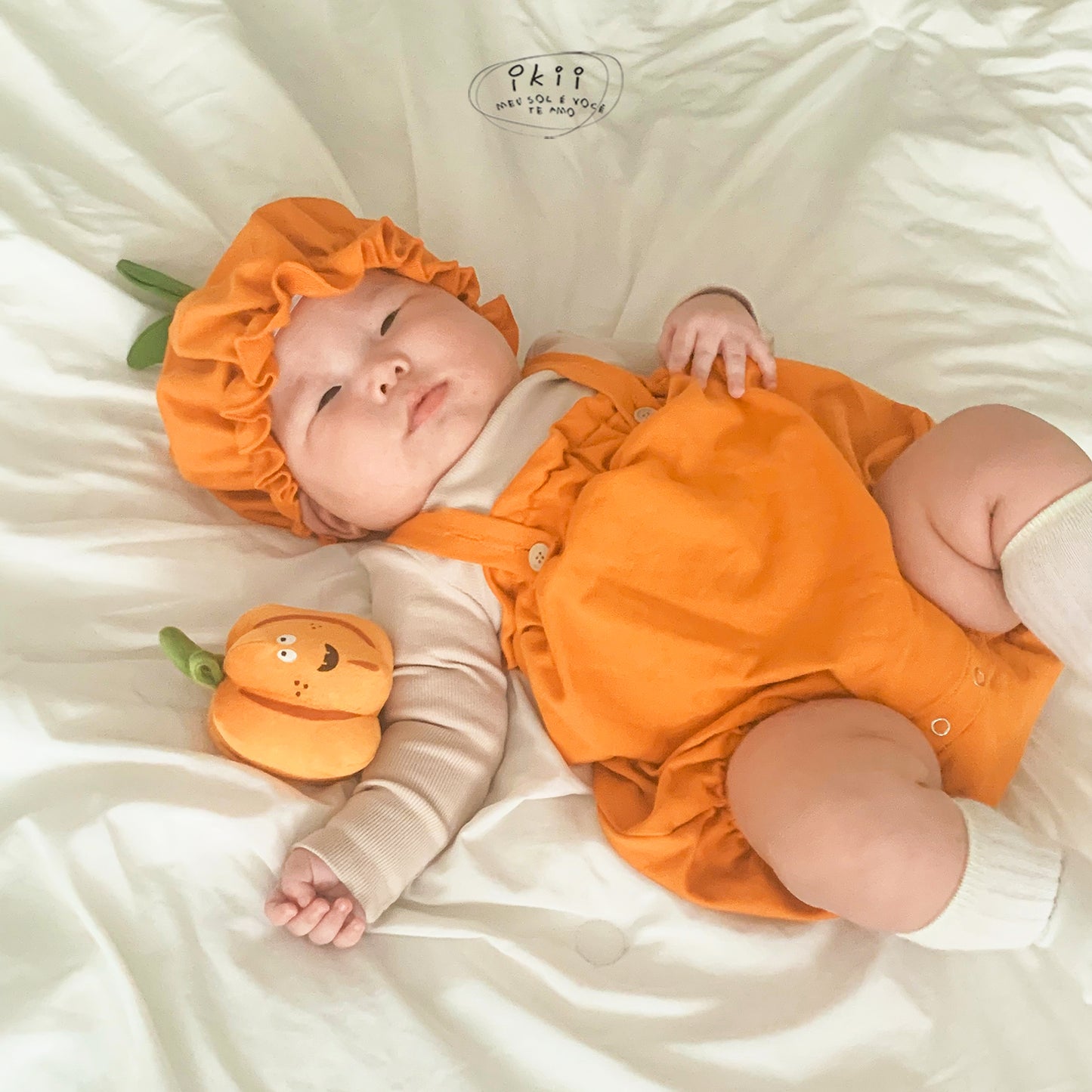 Halloween 南瓜連身衣兩件套 (連身衣+帽子)