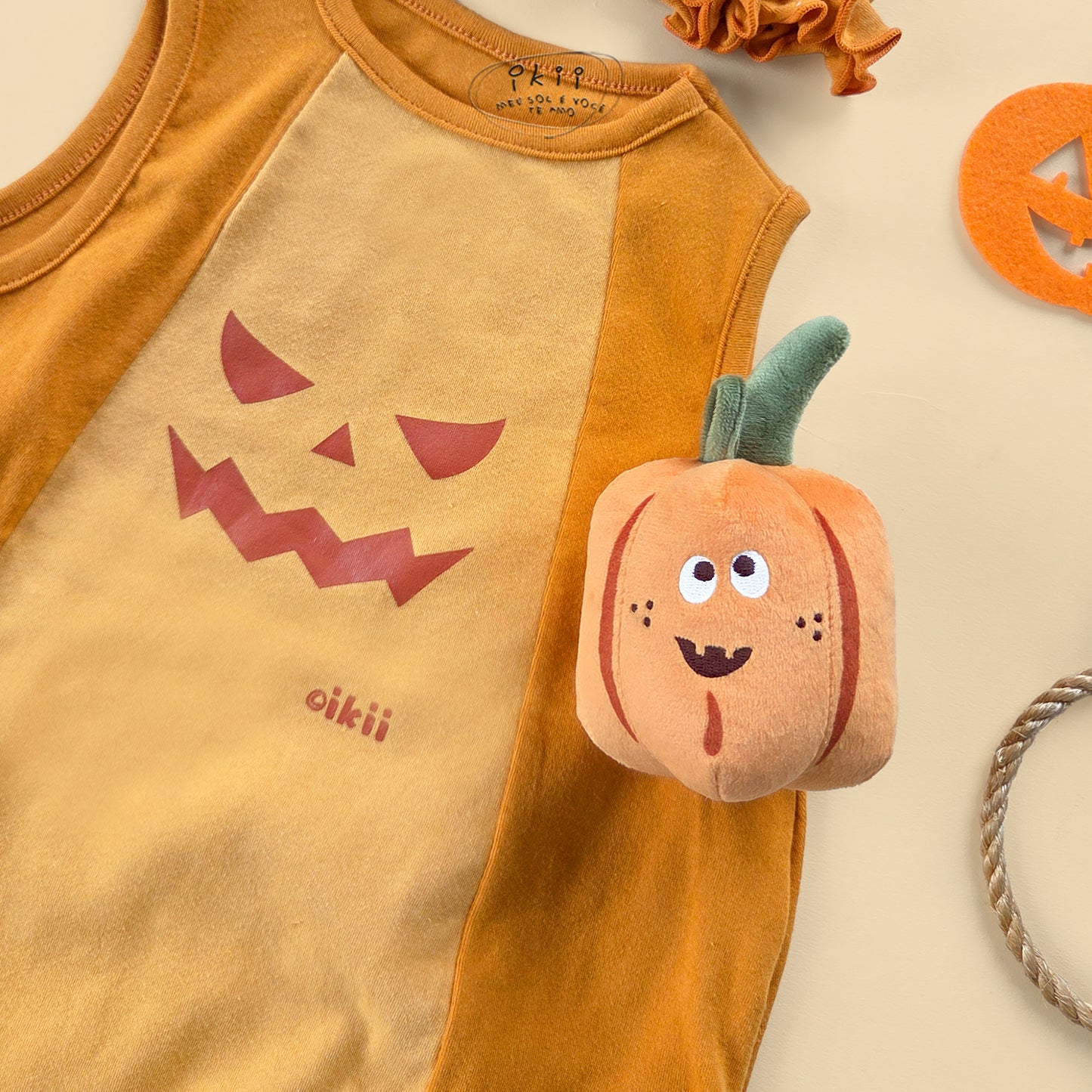 Halloween 2025 新品 氣球南瓜兩件套裝(連身衣+帽子)