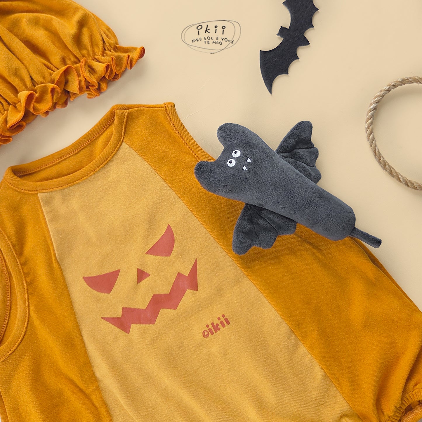 Halloween 2025 新品 氣球南瓜兩件套裝(連身衣+帽子)