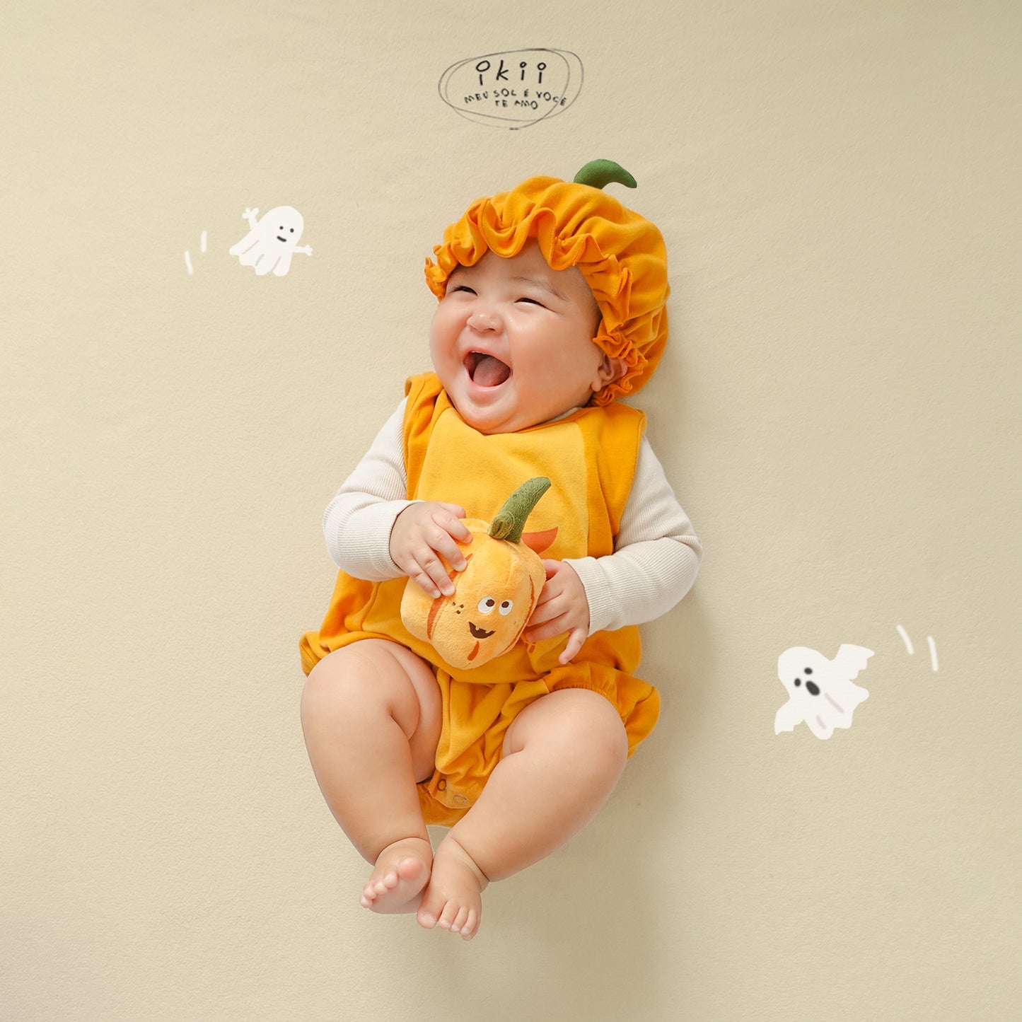 Halloween 2025 新品 氣球南瓜兩件套裝(連身衣+帽子)