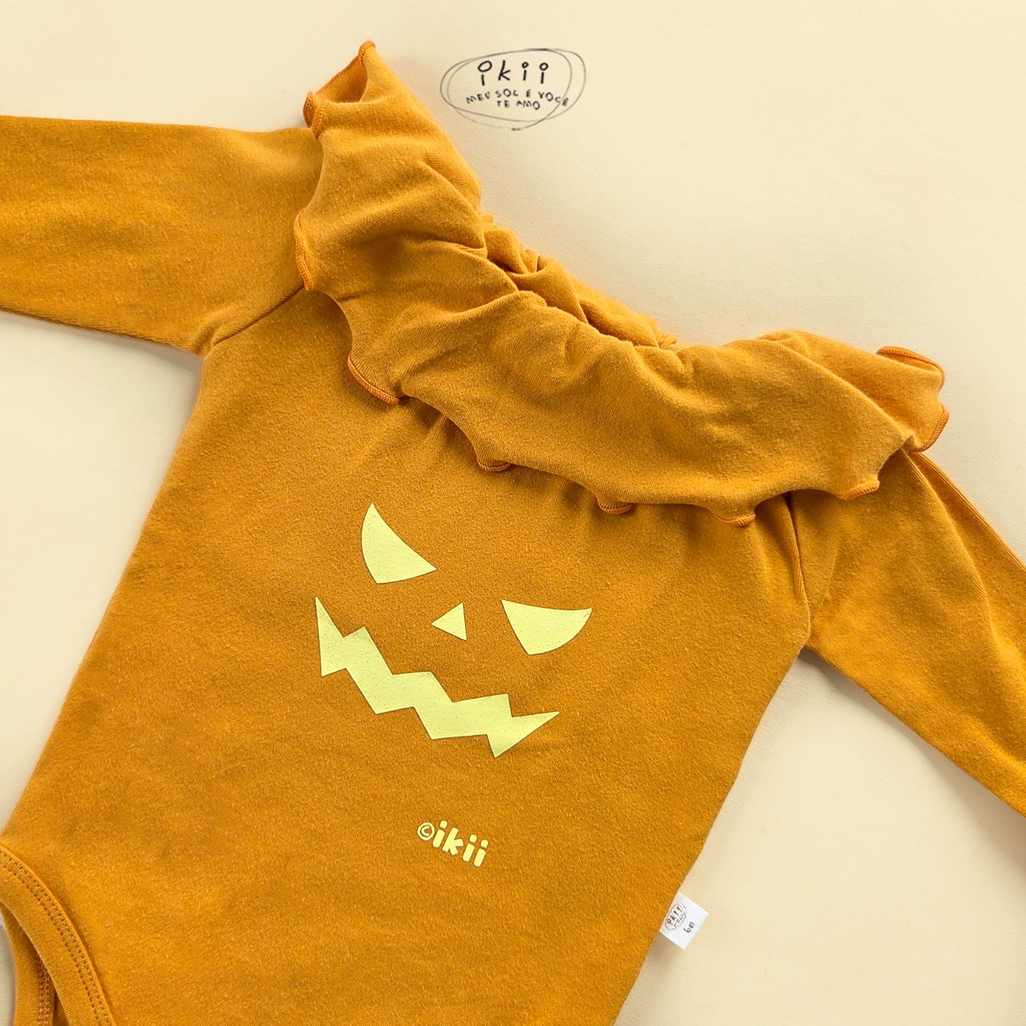 Halloween 2025新款 南瓜褶邊兩件套(連身衣+帽子)