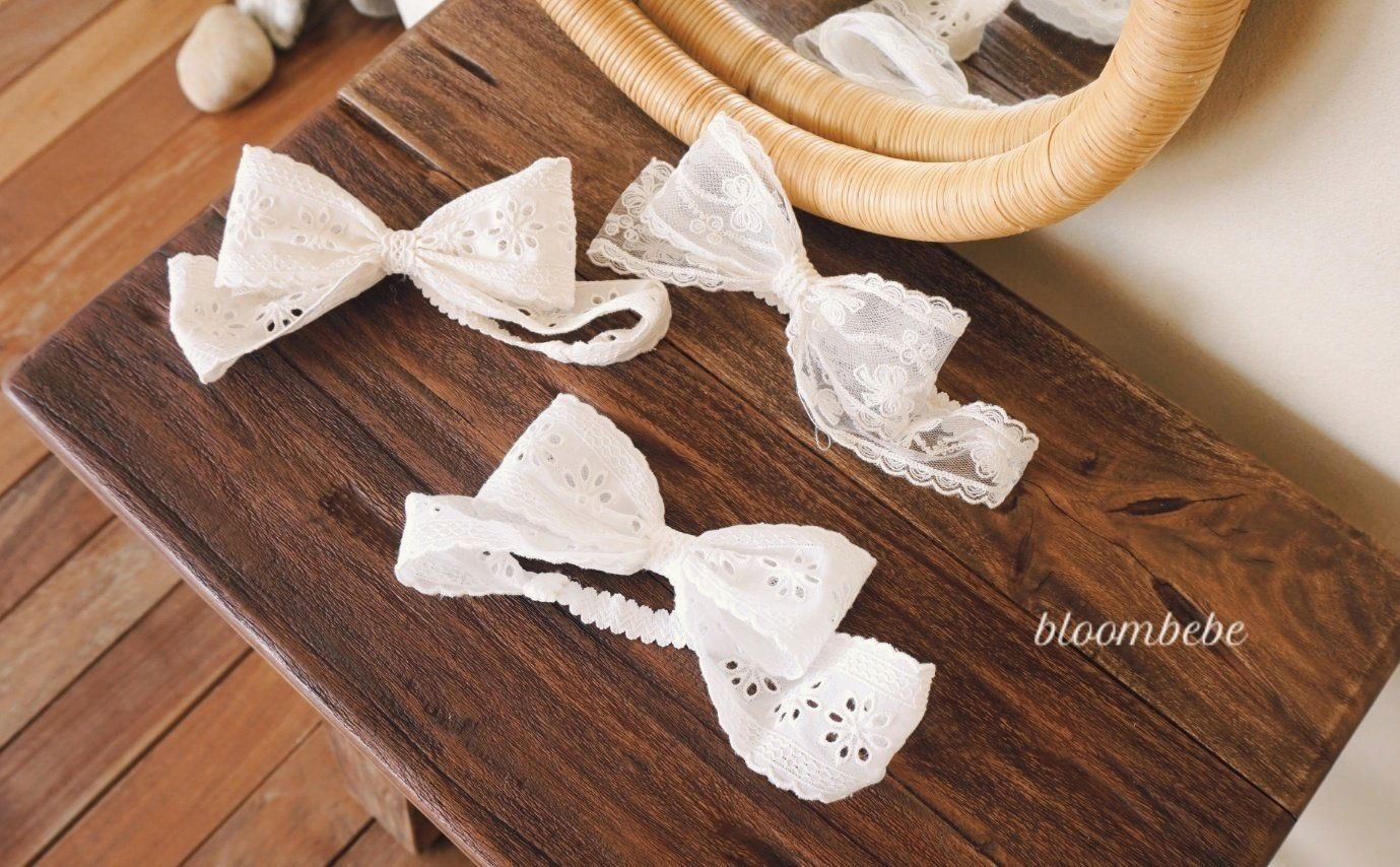 現貨▷ 韓國童裝 | 髮帶 Lace Ribbon Hairband 蝴蝶結頭帶 - FLO | FLOWERKKOCH