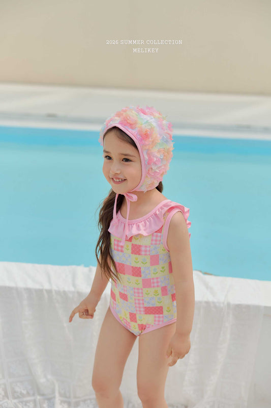 韓國童裝 26夏| ME56 Garden Frill Swimsuit 花園荷葉邊連身泳裝 (90-130cm)
