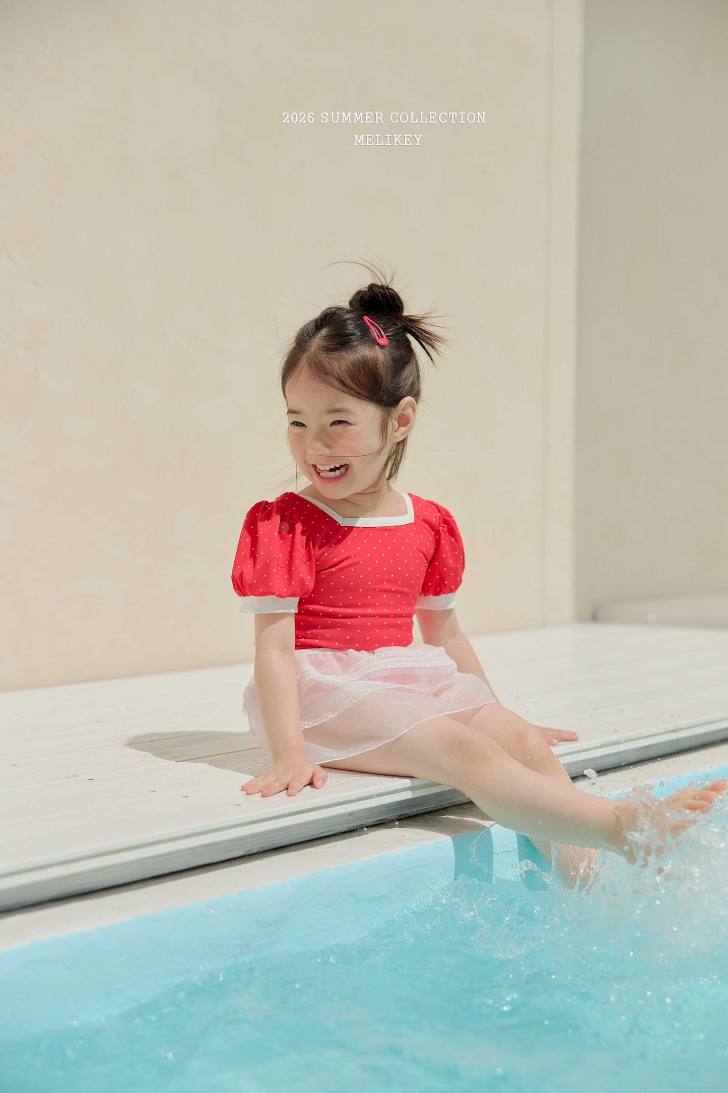 韓國童裝 26夏| ME61 Mini Dot Swimsuit (Red) 迷你波點連身泳裝 (紅) (90-130cm)