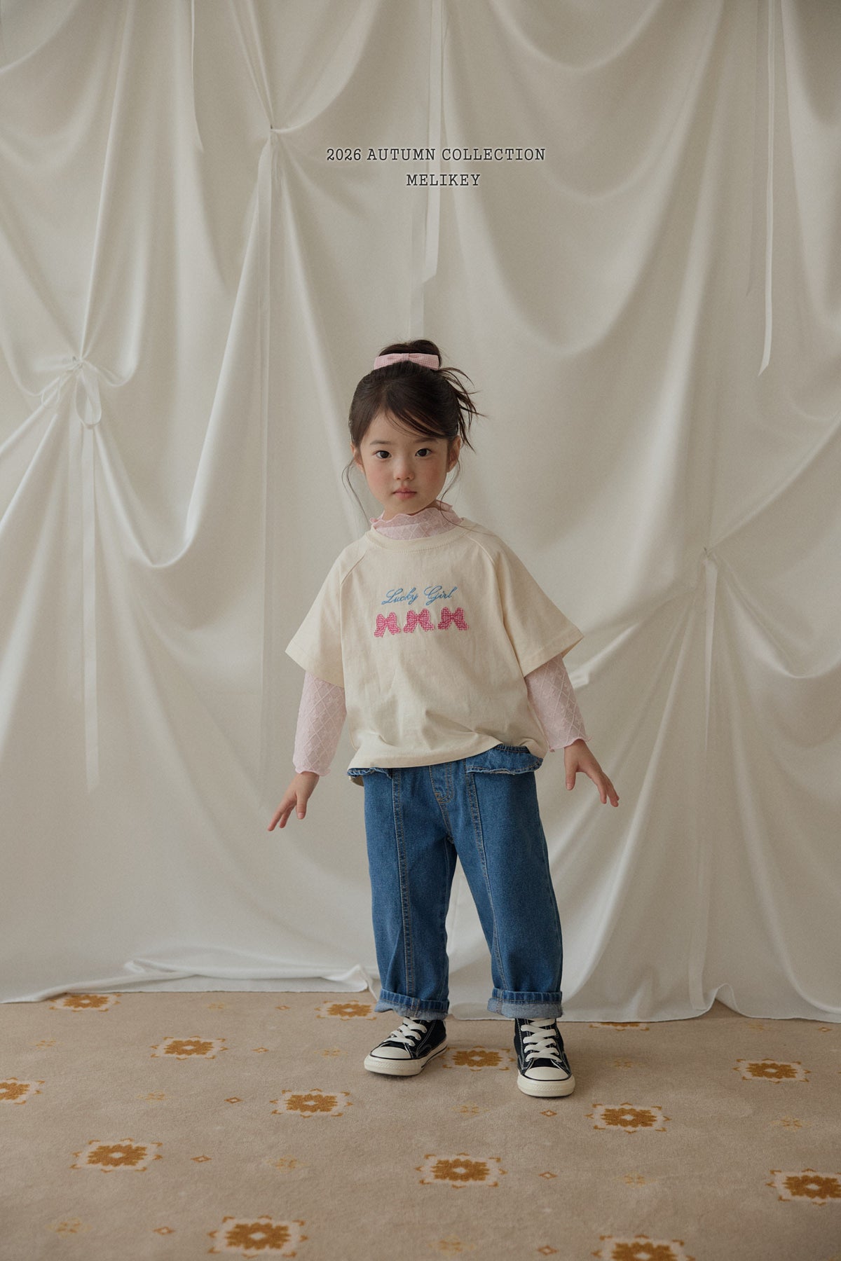 韓國童裝 26秋| ME48 Frill Cut Denim Pants 寬鬆牛仔長褲 (80-140)