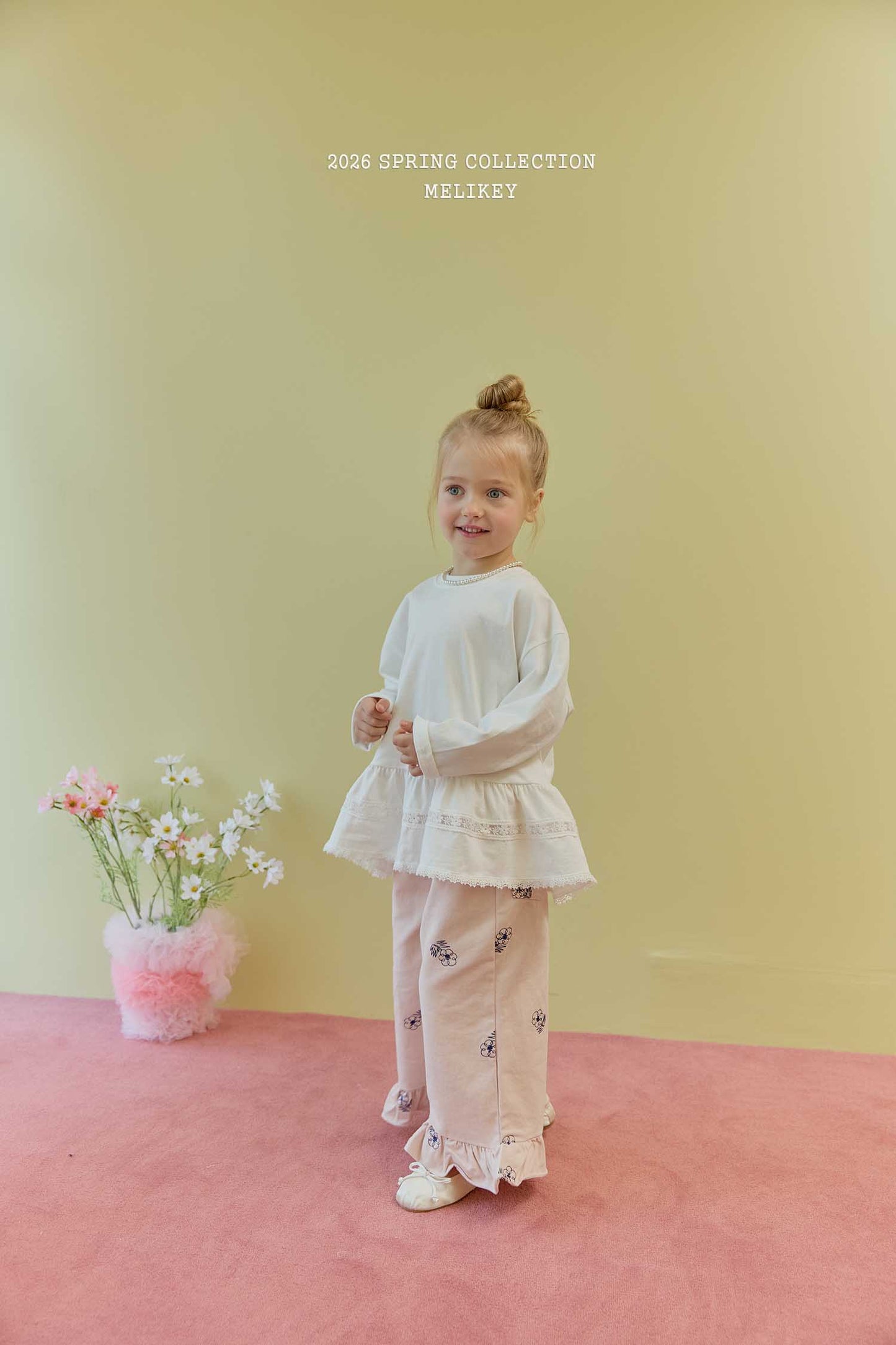 韓國童裝 26春 |ME26155 Embroidery Frill Pants