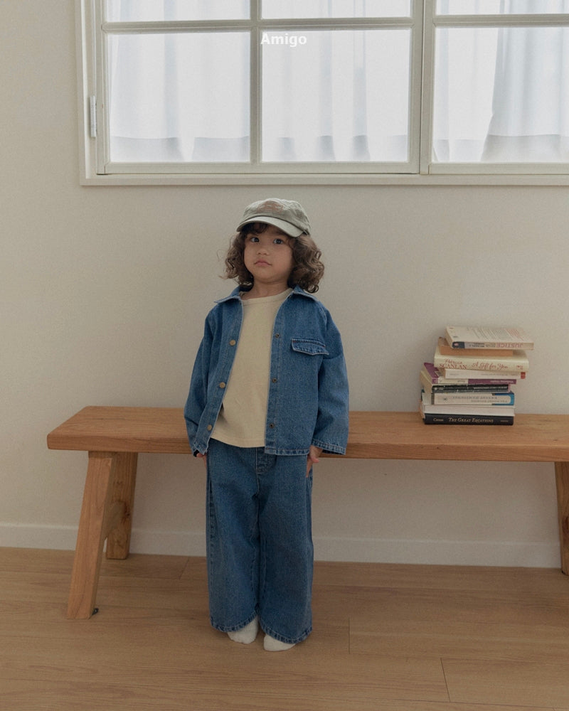 韓國童裝 26秋| AM35 Curve Denim Pants 牛仔褲 (80-120)