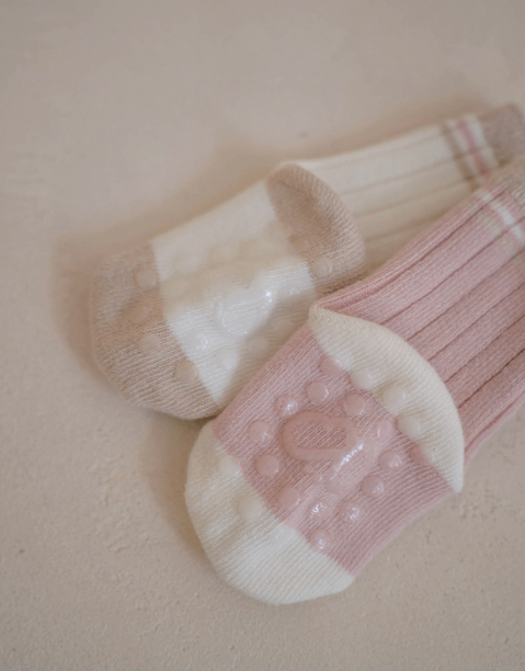 PEEKABOO 韓國正品 | PP25208 Striped socks 2-piece set (2對裝 有防滑)