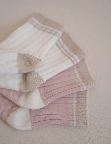 PEEKABOO 韓國正品 | PP25208 Striped socks 2-piece set (2對裝 有防滑)