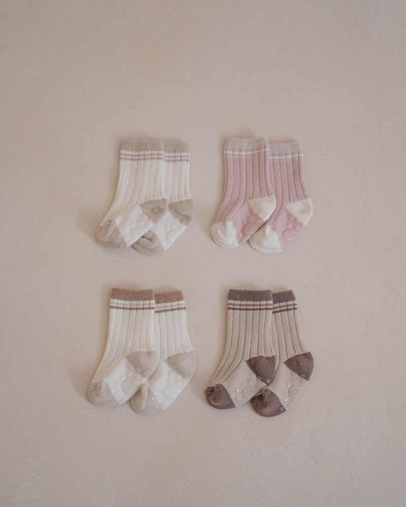 PEEKABOO 韓國正品 | PP25208 Striped socks 2-piece set (2對裝 有防滑)