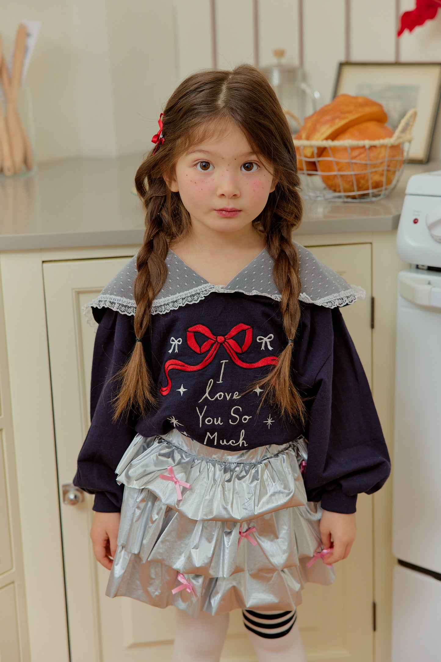 韓國童裝 26春 | SE29 蕾絲水手領衛衣 (90~130cm)