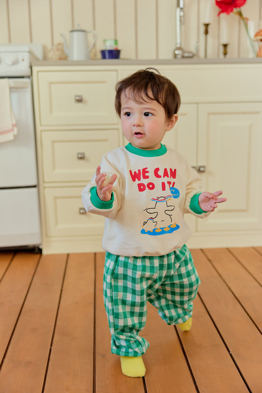 韓國童裝 26春 | SE11 格仔We can do it上下套裝 (70~100cm)