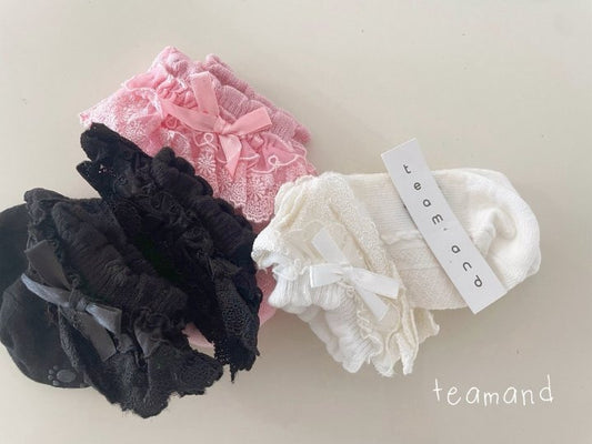 現貨▷ 韓國童裝 童襪 Lace Ribbon Socks