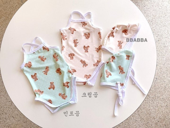 韓國童裝 Swimwear🩱🛟 bbabba Swimsuit and Bonnet Set