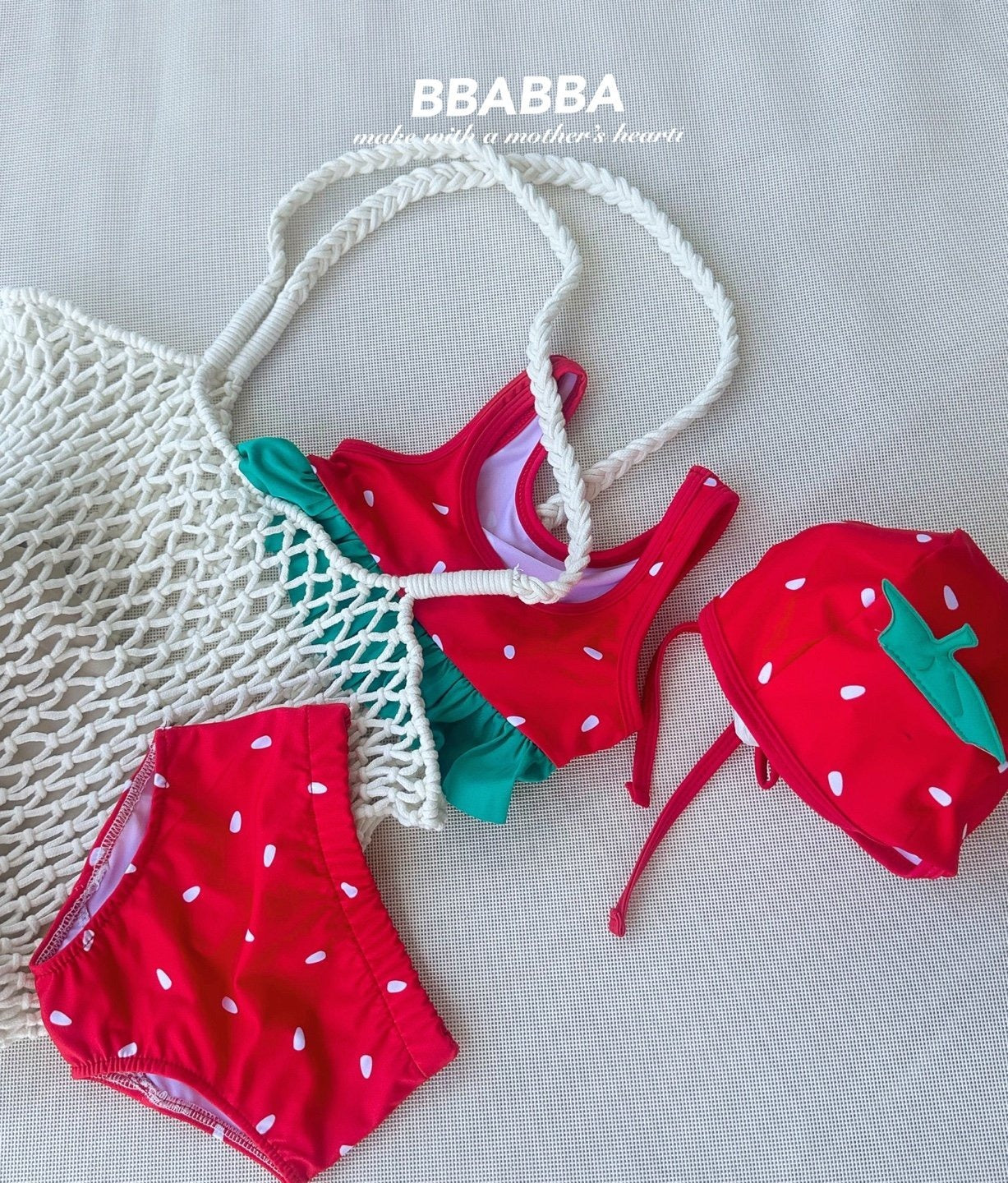 韓國童裝 Swimwear🩱🛟 bbabba Strawberry Swim Set